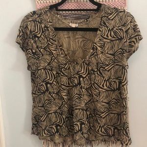 Short sleeve zebra print top